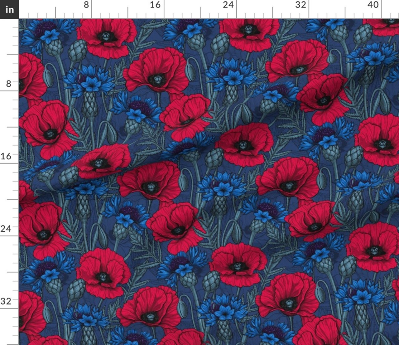 Maximalist Floral Saturated Flowers Botanical Wildflower Rich Bold Lush Custom Printed Fabric by Spoonflower Various Fabrics by the Yard or Fat Quarter